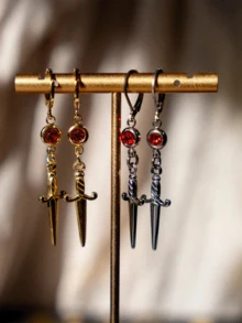 18K Gold Plated Stainless Steel Birthstone Pendant Earrings, Personalized Gift, Nature-Inspired Jewelry For Mother - Multicolor - View 5