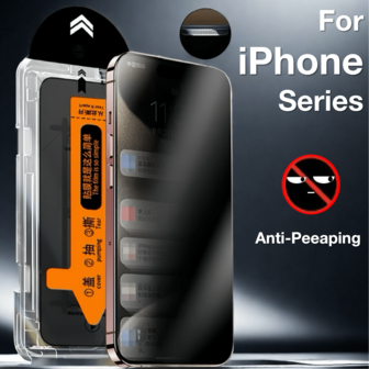 MIAOTIEMO 1pc One-Click Installation Anti-Spy Privacy Tempered Glass Compatible With Apple 11/12/13/14/15/16/16e/Plus/Pro/Pro Max/Mini Waterproof Shockproof Anti-Fall Anti-Fall Scratch Resistant Anti-Fingerprint Full Cover