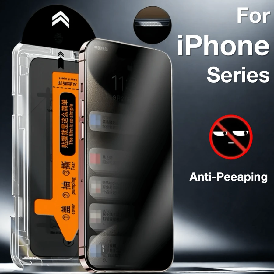 MIAOTIEMO 1pc One-Click Installation Anti-Spy Privacy Tempered Glass Compatible With Apple 11/12/13/14/15/16/16e/Plus/Pro/Pro Max/Mini Waterproof Shockproof Anti-Fall Anti-Fall Scratch Resistant Anti-Fingerprint Full Cover