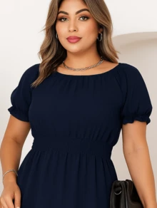 Kit 2 Women's Dresses Casual Vibrant Colors Ruffle Short Sleeves Elegant - Rose Red - View 2