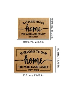 1pc Customizable Doormat, Brown "Welcome To Our Home" Pattern, Non-Slip Rectangular Washable Floor Mat, Suitable For Entryway, Bathroom, Kitchen