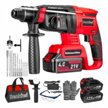 Seokiwi Rotomartillo Taladro Inalámbrico Sds-plus 3200w 2*4.0ah 4en1 - Rojo - Ver 1
