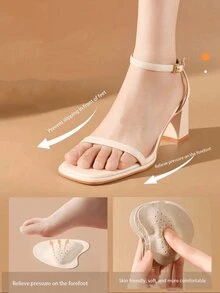 1/2 Double Shoe Pad High Heels, Sandals, Anti-Slip, Anti-Sweat, Special Pain Relief, Super Soft, Self-Ad, Anti-Slip Tape;