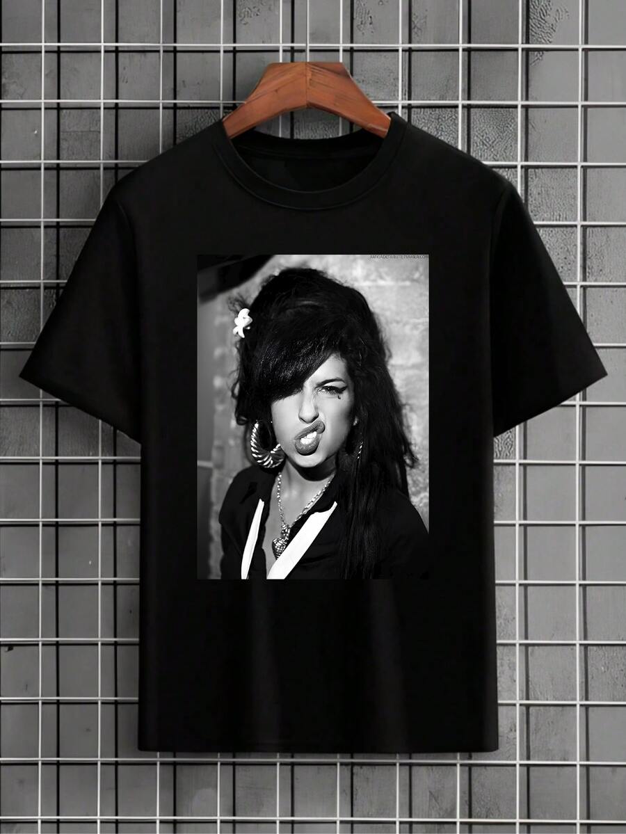 T-Shirt International Singer Music Shirt Blouse Unisex Male Female 100% Cotton Top Premium Streetwear New Release Immediate Shipping Various Colors!! Plus Size - 黑色 - 查看 1
