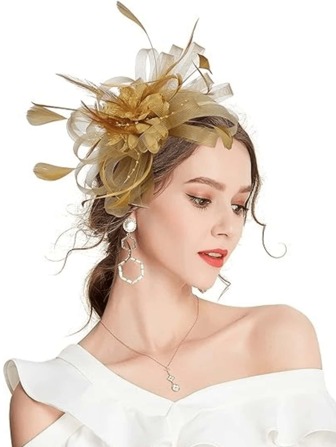 1 pieza Sombreros fascinadores de color caqui, sombrero de tocado de los años 20 y 50, sombrero de fiesta de té con velo para niñas y mujeres, diademas, vinchas, aros para el cabello