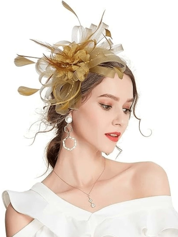 1 Peça Chapéu Fascinador Cáqui, Chapéu Estilo Anos 20 e 50, Chapéu Pillbox para Chá, Acessório de Cabeça com Véu para Meninas e Mulheres, Faixa de Cabelo, Tiara