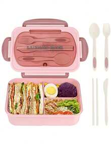 1个1200毫升成人便当盒，含餐具和防漏盖，三格午餐盒，厨房用品，圣诞礼物 - 彩色 - 查看 10