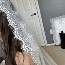 Velo de novia de 1.5M/3M de largo de encaje de pestañas de alta gama para Halloween 2025, velo de boda blanco/marfil, mantilla de boda, ropa de otoño para mujeres