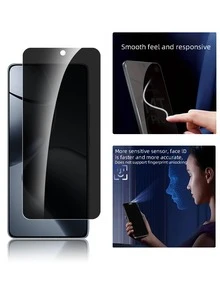2 pièces Protecteur d'écran en verre trempé, anti-espionnage, anti-empreintes digitales, compatible avec le déverrouillage facial, installation facile, compatible avec Xiaomi. Cadeau pour l'anniversaire, la famille, les amis. Protecteur d'écran de téléphone, accessoires de téléphone, étanche, antichoc, anti-chute, résistant aux rayures, protection intégrale - Noir - Voir 8