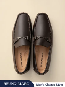 Men's Driving Loafers Slip On Casual Comfortable Dress Leather Shoes For Men Mens Dress Loafers - Cà phê nâu - Xem 2