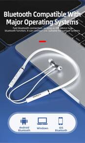 Lenovo HE05X II Bluetooth Earphones, Waterproof Earbuds, HIFI Sound Quality, Magnetic Neckband Sports Headphones, Chinese Packaging - White - View 8