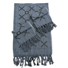 Kitchen Set Geometric Runner Kit 3 Pieces Excellent Quality Thick Fabric Knotted Loom - Xám đậm - Xem 1