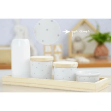 Porcelain Hygiene Care Kit Polka Dot Baby Tray Modern Boy Girl Children's Bedroom Washbasin Bathroom K066 - 灰色 - 查看 11