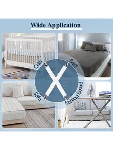 4pcs Adjustable Bed Sheet Straps, Bed Sheet Fasteners, Heavy Duty Bed Sheet Clips, Suitable For Mattress, Fitted Sheet, Flat Sheet, Black - Multicolor - View 6