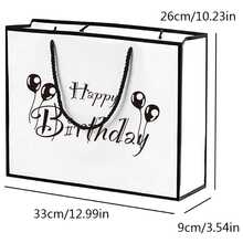 1个黑白时尚生日礼品袋，带蝴蝶结，大容量纸质礼品袋，适合用作派对礼品 - 彩色 - 查看 4