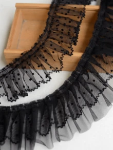 1yard 10cm White Double Layer Dot Lace Ruched Lace Trim Fabric For Clothing Decoration