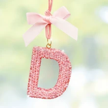 Decoração Pendente com Letra Brilhante com Detalhes de Laço, Acessório Decorativo de Letra Inglesa da Moda para Espelho Retrovisor, Seu Pendente Exclusivo