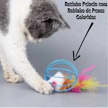 Brinquedo Interativo Para Gatos Gaiola Bola Arame Resinado Colorido Com Camundongo Rato Dentro Tamanho 6Cm Com Som