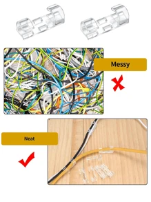 Abrazaderas adhesivas transparentes para cables (20 piezas), soportes de pared mejorados para cables, debajo de escritorios, autos, computadoras, luces de Navidad para interiores/exteriores