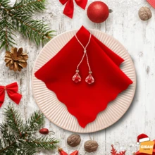 Kit 10 Guardanapos Natal Mesa Posta Corte a Laser 33cm x 33cm - Vermelho - Visão 2