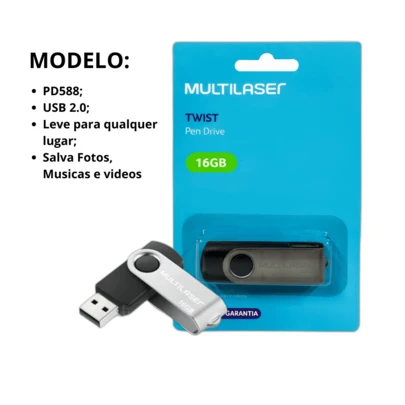 PEN DRIVE 16GB TWIST MULTILASER! PROMOÇÃO