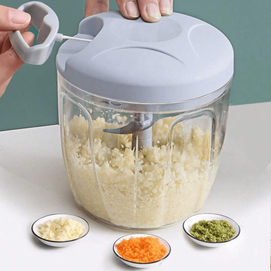 900ml Extra Large Manual Food Chopper Vegetable Chopper Garlic Chopper, Pull String Manual Food Processor With 5 Sharp Blades Mincer For Cutting Onions Chili Ginger