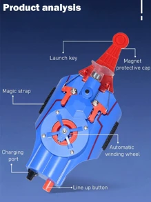 1 Set 3M Range Strong Suction Spider Web Shooter Glove (Incl. USB Cable, Screwdriver) Superhero Cosplay Red/Blue Wrist-Mounted Auto-Retractable Rechargeable Role Play Toy For Halloween, Comic-Con & Costume Parties