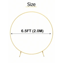 6.6/7.2FT Round Backdrop Stand, Gold Metal Stable Circle Hoop Balloon Arch Frame Wedding Arch For Ceremony Birthday Party Anniversary Bridal BabyShower Graduation Decoration - Gold - View 2
