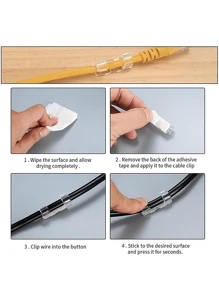 Abrazaderas adhesivas transparentes para cables (20 piezas), soportes de pared mejorados para cables, debajo de escritorios, autos, computadoras, luces de Navidad para interiores/exteriores