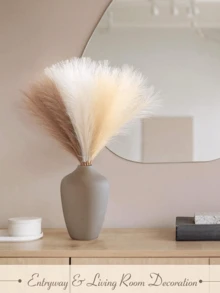 10支仿真蒲苇草，蓬松逼真，宛如羽毛般轻盈，柔软优雅，是理想的家居装饰品，适合插花，现代波西米亚风格，可用于客厅、卧室或餐厅，也是母亲节的理想礼物。 - 彩色 - 查看 6