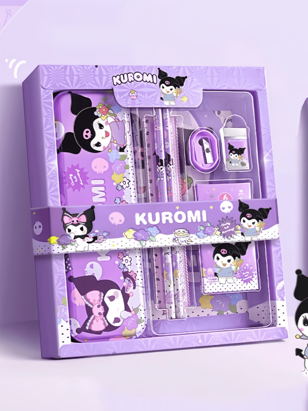 Sanrio 6 Stück/Set Hello Kitty Cartoon Lineal, Spitzer, Radiergummi, Notizbuch Set, kreative Zeichnung, Büromaterial, Kitty Katze Schreibwaren, Geschenkset (Einige Teile können zufällig sein) (Das Paketdesign ist zufällig), Schulanfang