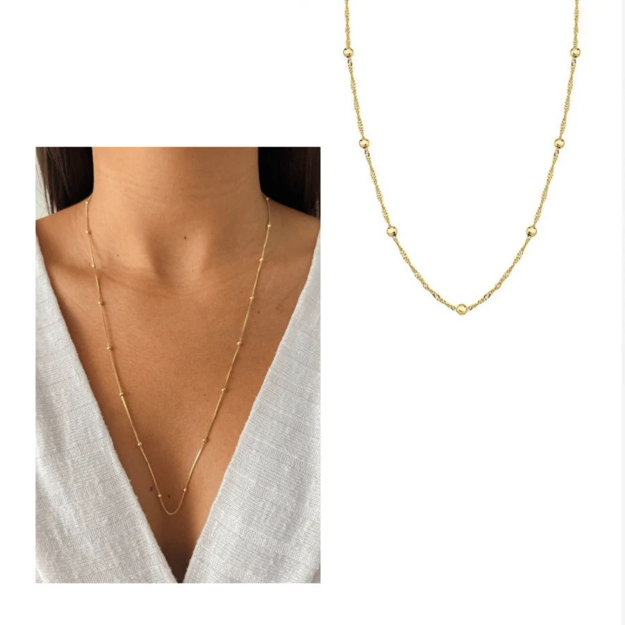 Long Ball Necklace GOLD PLATED ANTIALLERGIC - Gold - View 1