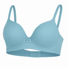Bra With Padded Cup Women's Bra Reinforced Comfort Support Breast Lift Polyamide National Bra Bra Casual-Comfortable Bra With Wire Wireless Non-Removable Padding - Màu xanh lam - Xem 2