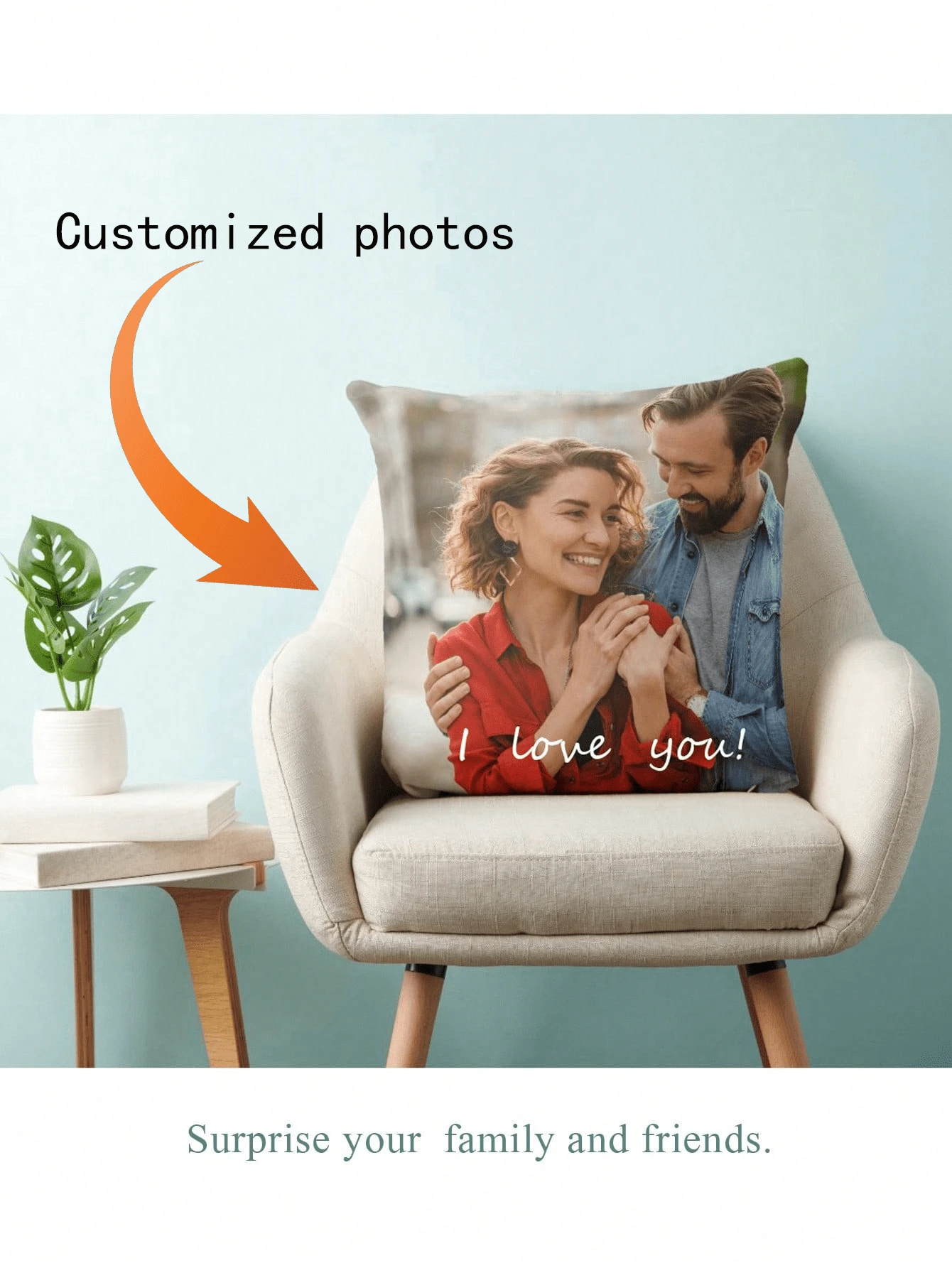 1pc Customized Pillow Case, DIY Personalized Pillow Cover, Home Decor, Suitable For Father's Day, Mother's Day, Halloween, Christmas, Christmas Eve, Valentine's Day, Birthday, Anniversary, Thanksgiving And Other Occasions - Multicolor - View 1