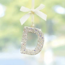 Decoração Pendente com Letra Brilhante com Detalhes de Laço, Acessório Decorativo de Letra Inglesa da Moda para Espelho Retrovisor, Seu Pendente Exclusivo