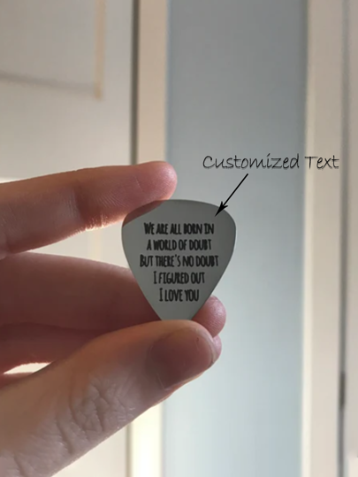 1 pieza Púa de guitarra personalizable de acero inoxidable, regalo para novio/novia, Día de San Valentín, temporada de vuelta a clases