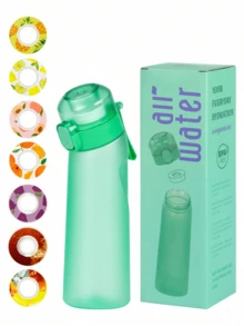 1 件彩盒套装运动水瓶，随机圆形口味环，水果饮料口味荚，户外运动创意水杯口味荚，适合健身和户外运动，时尚饮用水瓶，生日礼物 - （口味荚只改善嗅觉，不改变味道）不改变水的味道，只让它闻起来香