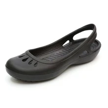 Ladies' Beach Shoes, Work Sandals, Flat Slippers, Casual Soft Soled, Perforated Shoes - màu đen - Xem 1
