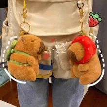 Kawaii Capybara Keychain Plush Pendant Simulation Capybara Doll Cute Anime Stuffed Birthday - 水豚+海龜 - 查看 3