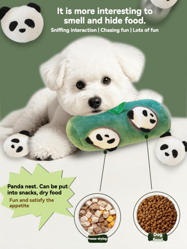 Plush Squeaky Dog Toy, Panda Shaped Hide And Seek Food Puzzle Toy, Durable Chew Toy For Pet Teething And Boredom Relief, With Bamboo Sniffing Mat, Dog Toy Pet Supplies