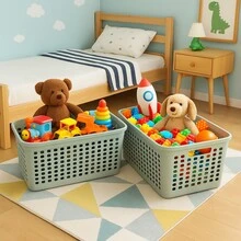 Organizer Box With Lid 3.6 Liters Kit Of 2 Stackable Boxes Practical Modern And Ideal For Home Office And Toy Storage - 黑色 - 查看 6