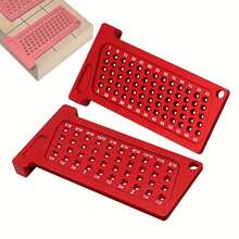 Woodworking Scribe Metric/Inch Precision T-Ruler Aluminum Pocket Marking Gauge Carpentry Cross Calibration Hole Scribing Ruler - Red - View 11
