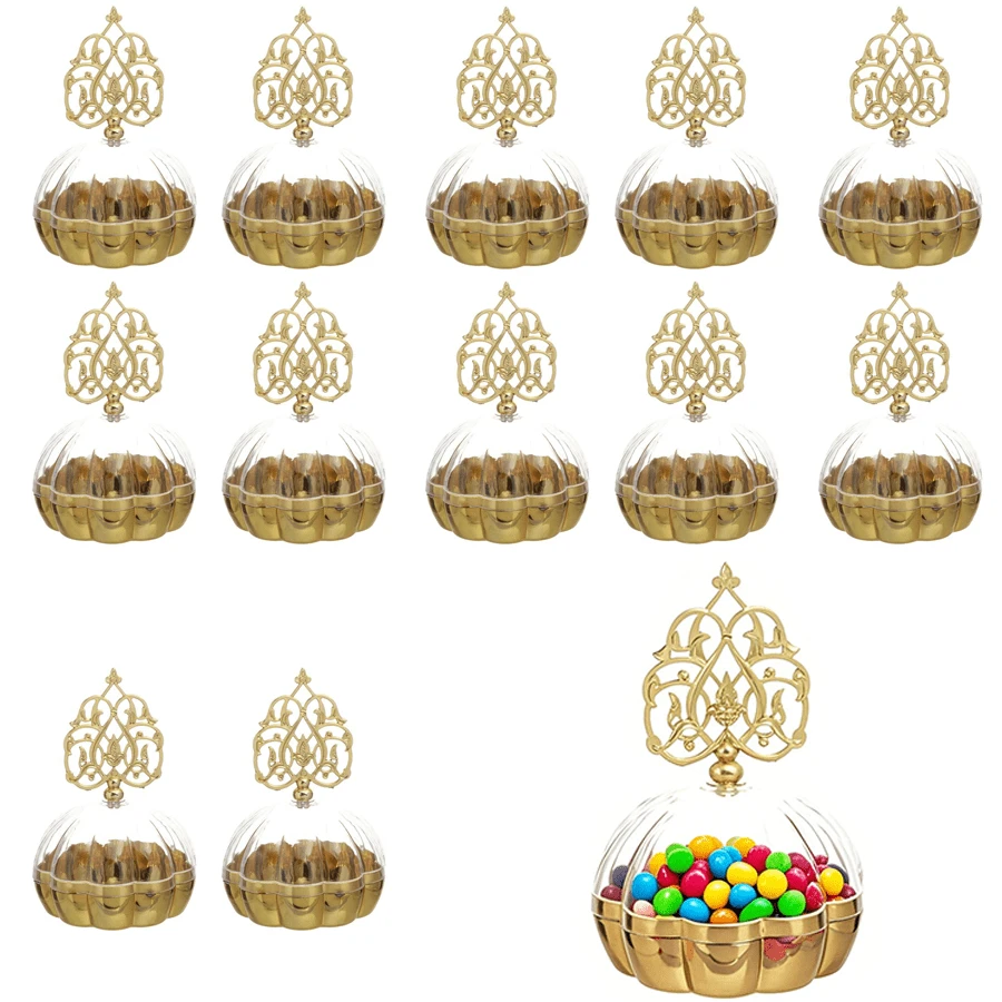 12个装糖果盒，南瓜造型，带盖和透明窗口包装盒，节日生日派对糖果/巧克力/蛋糕展示盒，礼品盒，婚礼和生日用品，家居和派对装饰品