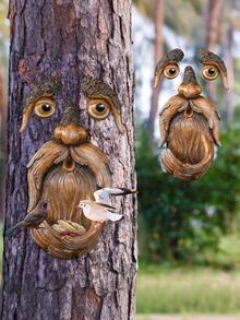 1pc Tree Face Bird Feeder, Tree Bird Feeder Garden Unique Decoration, Tree Face Decor Bird Feeder Outdoor, Unique Bird Feeder For Outside, Garden Decoration And Wild Birdfeeder Yard Art (Please Check Size Chart Before Purchase) - Multicolor - View 8