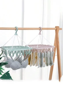 Suszarka do skarpet, wieszak na ubrania z 32 klipsami, wieszak na ubrania do wewnątrz i na zewnątrz, składana obrotowa suszarka do ubrań, odpowiednia do bielizny, skarpetek, małych części garderoby, do użytku na zewnątrz i na balkonie - oszczędzająca miejsce, bez zasilania, wisząca linka na ubrania, wieszak na ubrania, pralnia