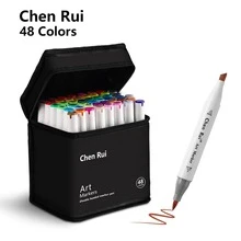 Set de markere de artă cu vârf dublu 168/120/100/80/60/48 de culori, markere portabile durabile cu geantă de depozitare, rechizite de artă potrivite pentru colorat și pictat adulți sau studenți - Alb-negru - Vizualizare 7