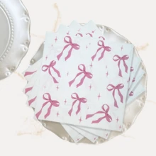 20 piezas Pañuelos de papel desechables con estampado de lazo rosa - Multicolor - Ver 6