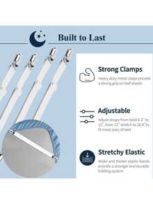 4pcs Adjustable Bed Sheet Straps, Bed Sheet Fasteners, Heavy Duty Bed Sheet Clips, Suitable For Mattress, Fitted Sheet, Flat Sheet, Black - Multicolor - View 4