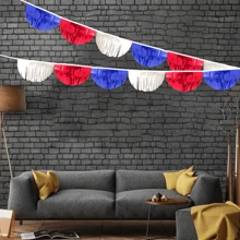 Tenda da pioggia a semicerchio lunga 3,3 m in rosso, bianco e blu, adatta per il 4 luglio, il Memorial Day, il Veterans Day, compleanni, baseball, feste, decorazioni rosso bianco blu, ritorno a scuola, feste di anniversario, decorazioni per interni ed esterni, decorazioni per la casa, matrimonio
