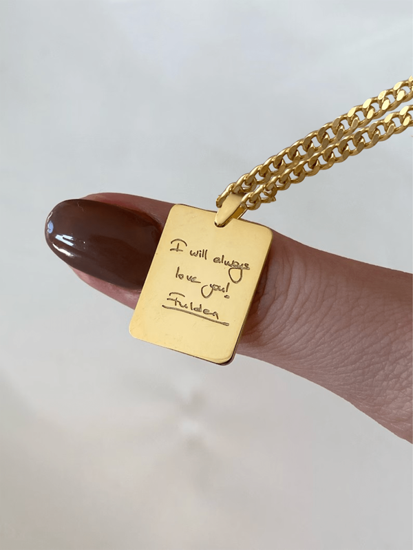 Collar con grabado personalizado de tu propia caligrafía, colgante de 14k oro grabado, joyería personalizada con firma, regalo perfecto, adecuado para mujeres, regalo personalizado para amigos, parejas y familiares, diseño especial de joya de regalo de cumpleaños, regalos para ella, novia, mamá, familia, amigos para aniversarios, cumpleaños, uso diario, graduación, Día de la Madre, Día de San Valentín, estilo dorado elegante, moda de otoño, vintage, unisex, simple, casual, hipster, gótico, punk, personalizado, único